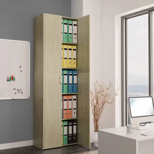 vidaXL Office Cabinet Sonoma Oak 60x32x190 cm Chipboard