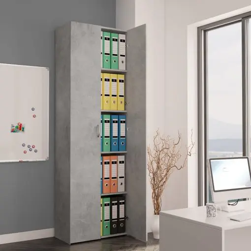 vidaXL Office Cabinet Concrete Grey 60x32x190 cm Chipboard