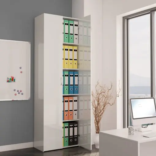 vidaXL Office Cabinet High Gloss White 60x32x190 cm Chipboard