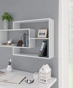 vidaXL Wall Shelves High Gloss White 104x24x60 cm Chipboard