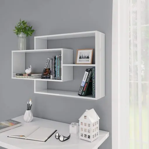 vidaXL Wall Shelves High Gloss White 104x24x60 cm Chipboard
