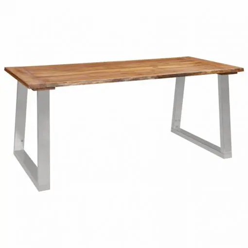 vidaXL Dining Table 180x90x75 cm Solid Acacia Wood and Stainless Steel