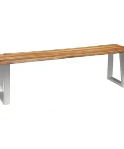 vidaXL Bench 160 cm Solid Acacia Wood and Stainless Steel