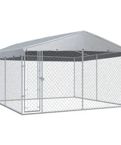 vidaXL Outdoor Dog Kennel with Roof 3.8×3.8 m