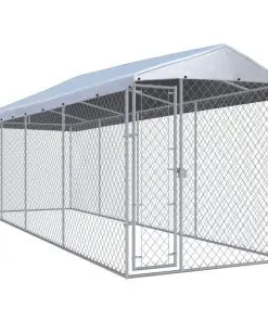 vidaXL Outdoor Dog Kennel with Roof 7.6×1.9×2.4 m