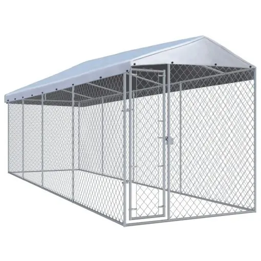 vidaXL Outdoor Dog Kennel with Roof 7.6×1.9×2.4 m