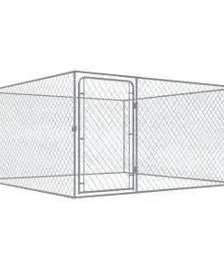 vidaXL Outdoor Dog Kennel Galvanised Steel 2x2x1 m