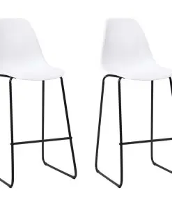 vidaXL Bar Chairs 2 pcs White Plastic