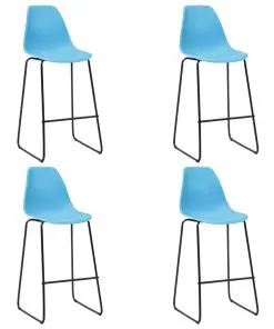 vidaXL Bar Chairs 4 pcs Blue Plastic