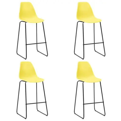 vidaXL Bar Chairs 4 pcs Yellow Plastic