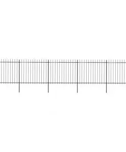 vidaXL Garden Fence with Spear Top Steel 8.5×1.5 m Black