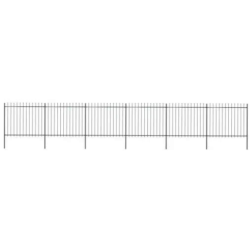 vidaXL Garden Fence with Spear Top Steel 10.2×1.5 m Black