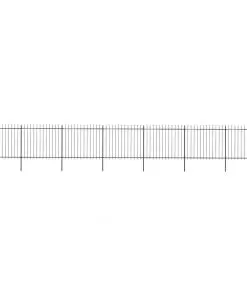 vidaXL Garden Fence with Spear Top Steel 11.9×1.5 m Black