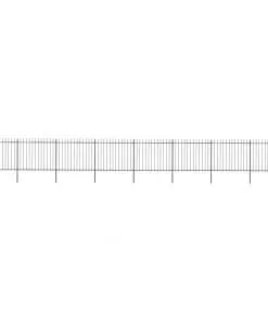 vidaXL Garden Fence with Spear Top Steel 13.6×1.5 m Black
