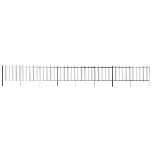 vidaXL Garden Fence with Spear Top Steel 13.6×1.5 m Black