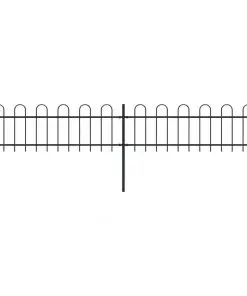 vidaXL Garden Fence with Hoop Top Steel 3.4×0.6 m Black