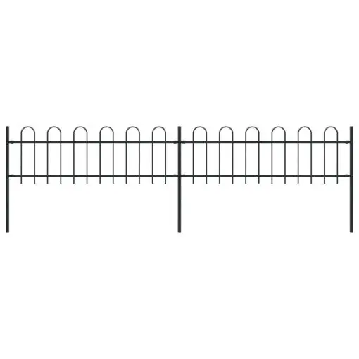 vidaXL Garden Fence with Hoop Top Steel 3.4×0.6 m Black
