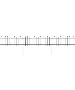 vidaXL Garden Fence with Hoop Top Steel 5.1×0.6 m Black