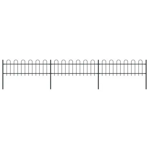 vidaXL Garden Fence with Hoop Top Steel 5.1×0.6 m Black