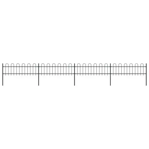 vidaXL Garden Fence with Hoop Top Steel 6.8×0.6 m Black