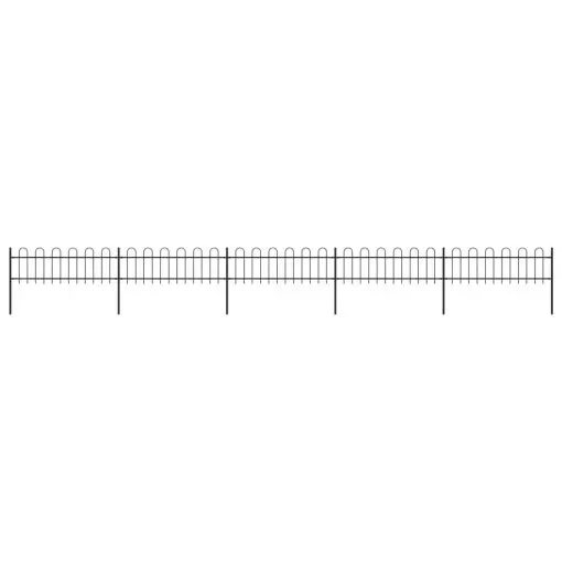 vidaXL Garden Fence with Hoop Top Steel 8.5×0.6 m Black