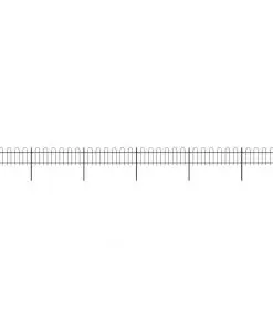 vidaXL Garden Fence with Hoop Top Steel 10.2×0.6 m Black