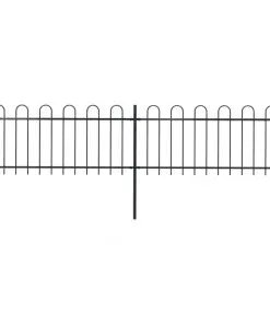 vidaXL Garden Fence with Hoop Top Steel 3.4×0.8 m Black