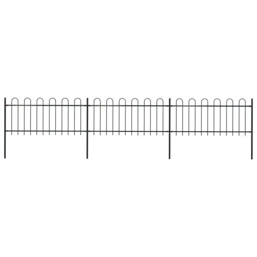 vidaXL Garden Fence with Hoop Top Steel 5.1×0.8 m Black