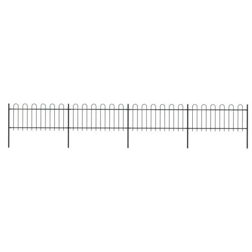 vidaXL Garden Fence with Hoop Top Steel 6.8×0.8 m Black