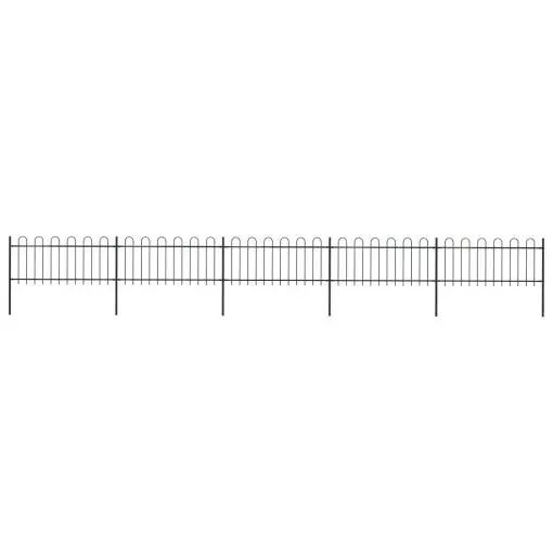 vidaXL Garden Fence with Hoop Top Steel 8.5×0.8 m Black
