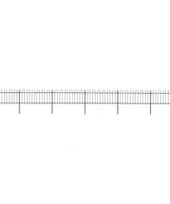 vidaXL Garden Fence with Hoop Top Steel 10.2×0.8 m Black