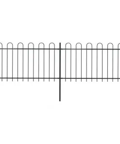 vidaXL Garden Fence with Hoop Top Steel 3.4×1 m Black