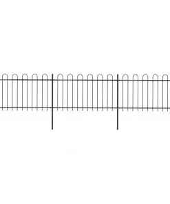 vidaXL Garden Fence with Hoop Top Steel 5.1×1 m Black