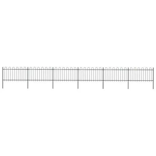 vidaXL Garden Fence with Hoop Top Steel 10.2×1 m Black