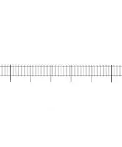 vidaXL Garden Fence with Hoop Top Steel 11.9×1 m Black