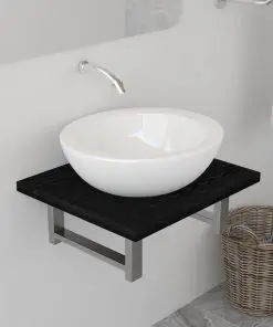 vidaXL Bathroom Wall Shelf for Basin Black 40x40x16.3 cm