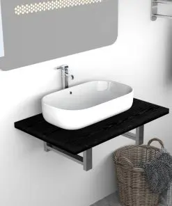 vidaXL Bathroom Wall Shelf for Basin Black 60x40x16.3 cm