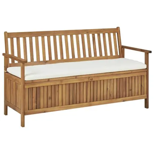 vidaXL Storage Bench with Cushion 148 cm Solid Acacia Wood