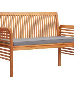 vidaXL 2-Seater Garden Bench with Cushion 120 cm Solid Acacia Wood