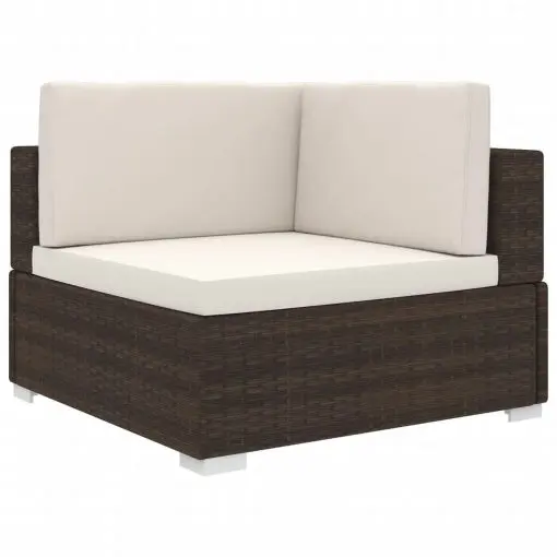 vidaXL Sectional Corner Chair 1 pc with Cushions Poly Rattan Brown