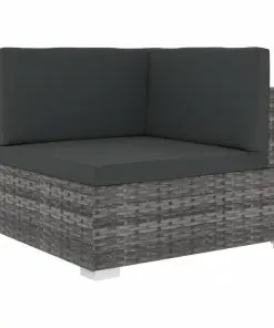 vidaXL Sectional Corner Chair 1 pc with Cushions Poly Rattan Grey