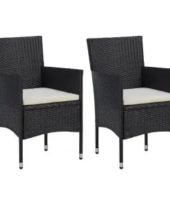 vidaXL Garden Dining Chairs 2pcs Poly Rattan Black