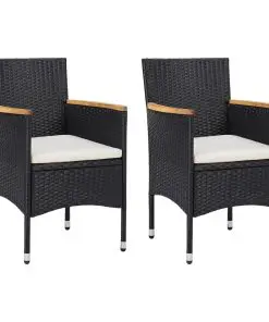 vidaXL Garden Dining Chairs 2 pcs Poly Rattan Black