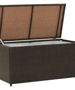 vidaXL Garden Storage Box Poly Rattan 100x50x50 cm Brown