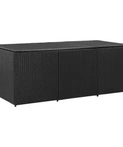 vidaXL Garden Storage Box Poly Rattan 180x90x75 cm Black