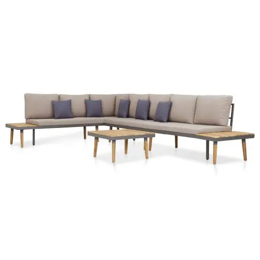 vidaXL 5 Piece Garden Lounge Set with Cushions Solid Acacia Wood Brown