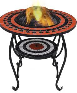 vidaXL Mosaic Fire Pit Table Terracotta and White 68 cm Ceramic