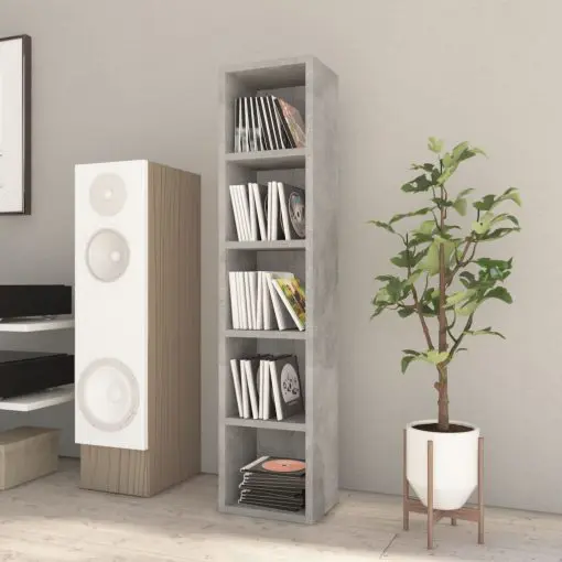 vidaXL CD Cabinet Concrete Grey 21x16x93.5 cm Chipboard