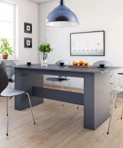 vidaXL Dining Table High Gloss Grey 180x90x76 cm Chipboard
