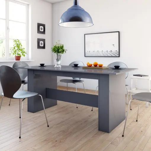 vidaXL Dining Table High Gloss Grey 180x90x76 cm Chipboard